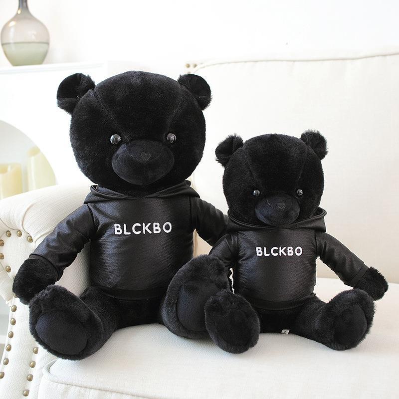 新款卫衣黑熊公仔 黑色穿衣大熊跨境毛绒玩具坐姿泰迪熊玩偶批发