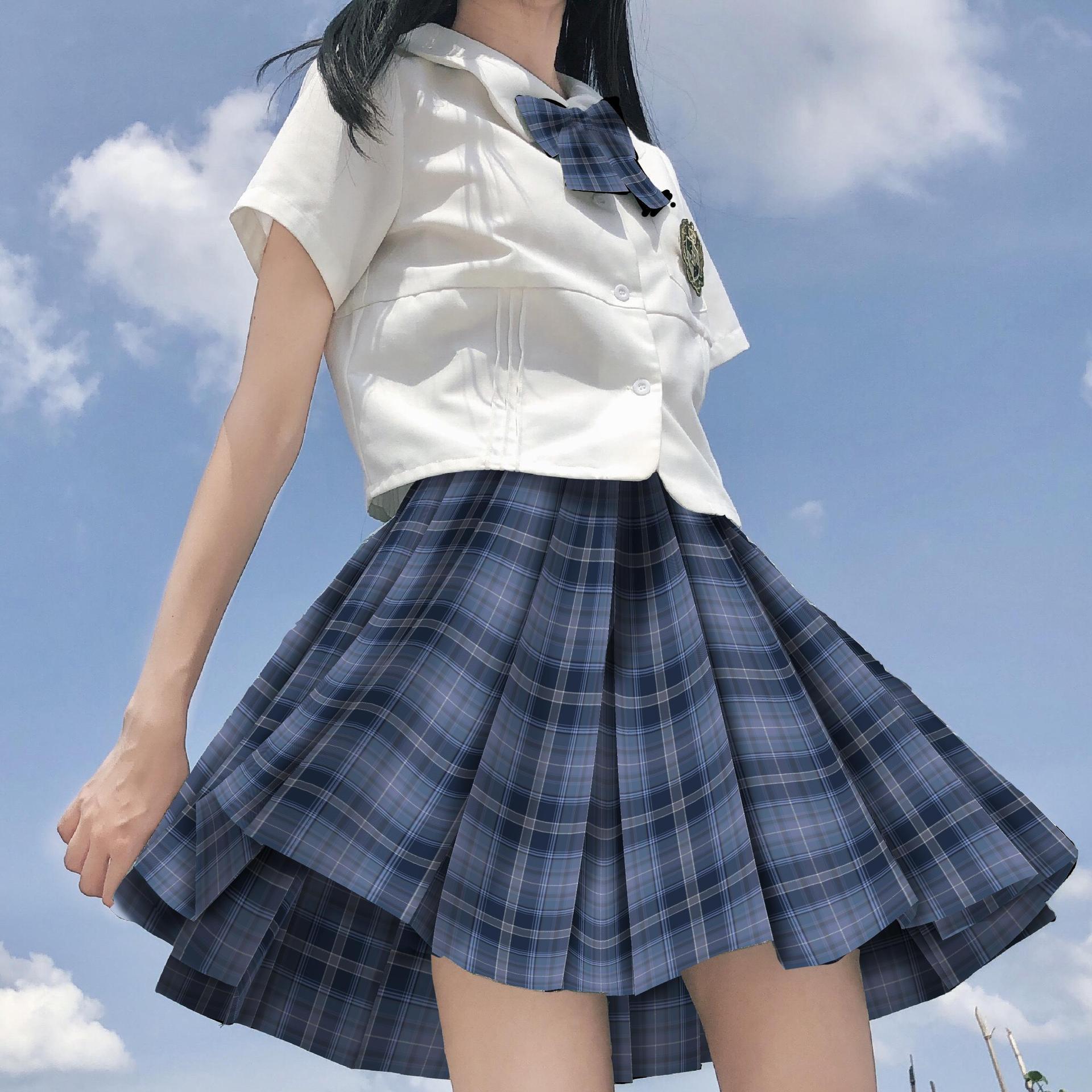 2021甜美日系短款jk制服基础款箱褶裙格裙短裙百搭女夏季学生裙