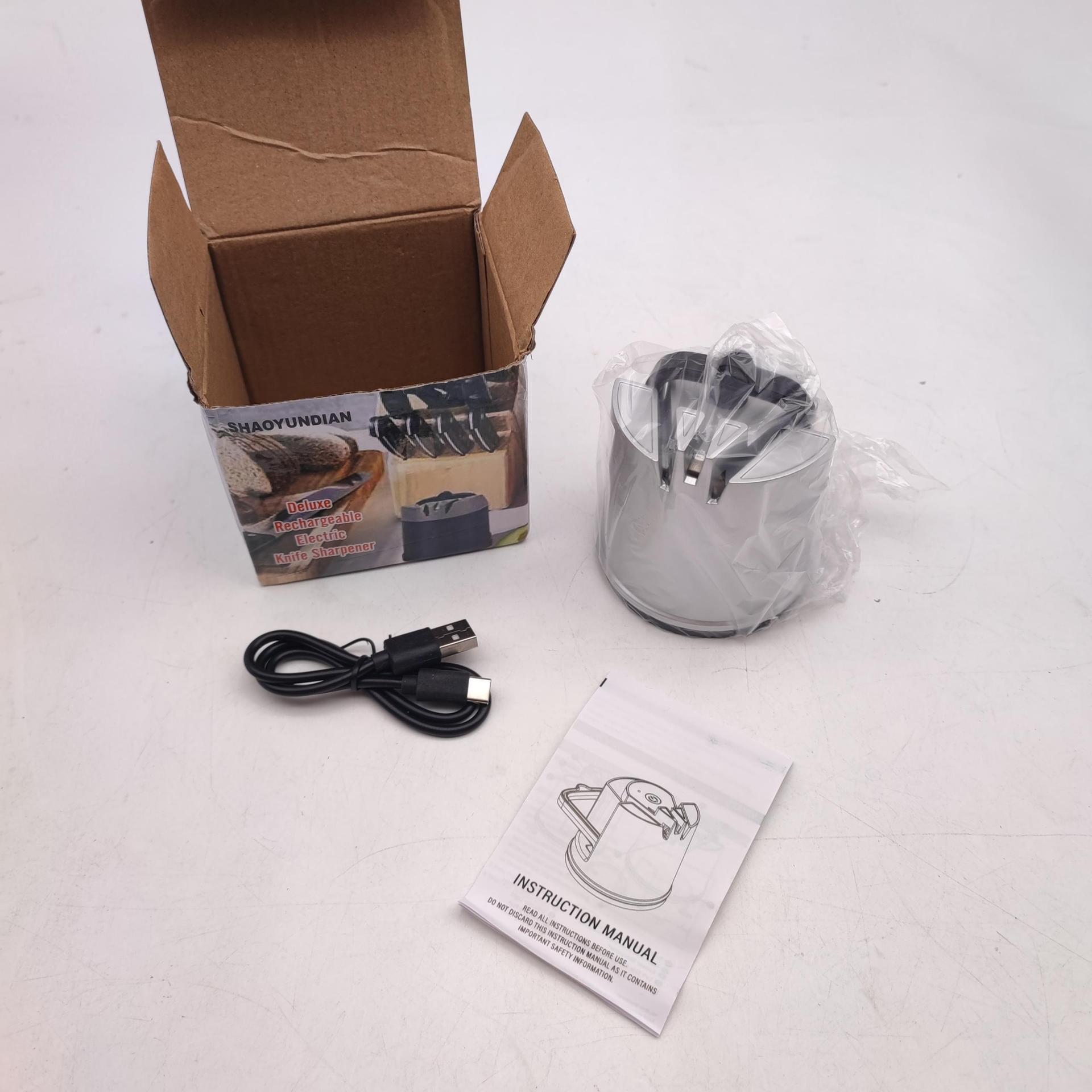 跨境新款厨房多功能mini吸盘圆形电动磨刀器家用快速磨刀神器