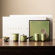 厂家窑变功夫茶具套装家用2023新款中式简约陶瓷侧把壶泡茶具礼盒