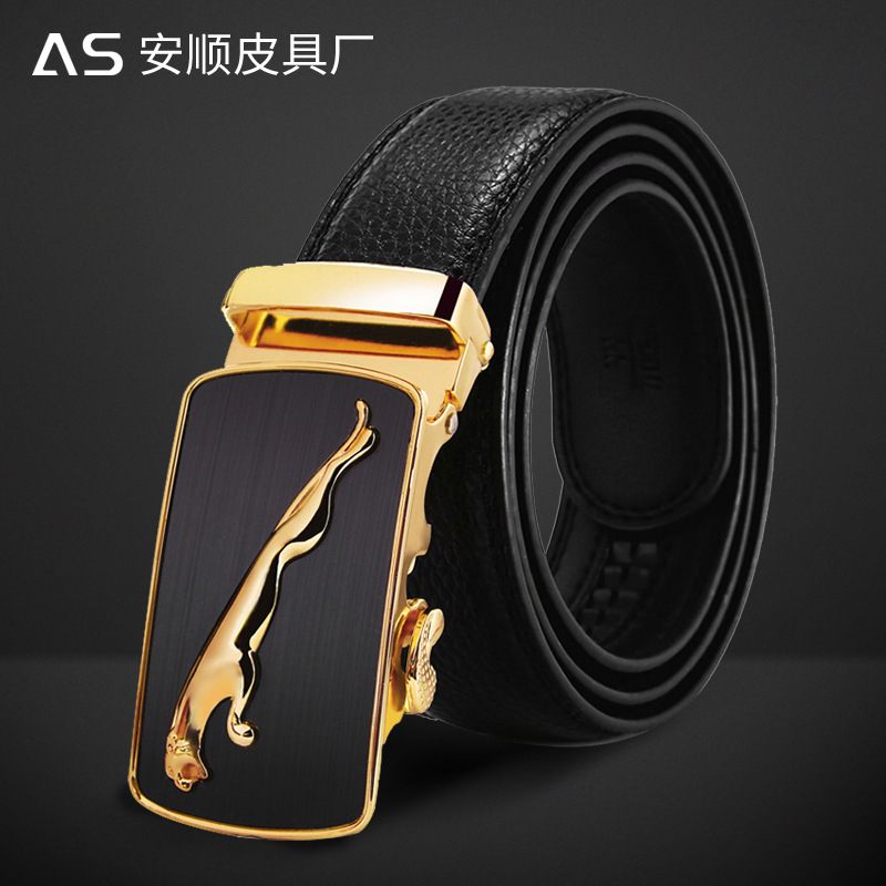 new belt men‘s belt male metal automatic buckle genuine leather trouser belt lead in stock wholesale belt tactical