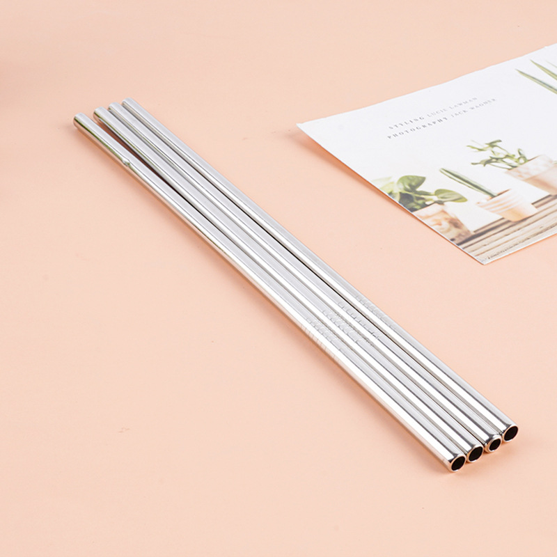 Cross-Border New Arrival Stainless Steel Straw 304 Stainless Steel Straw Drink Milk Tea Straw Non-Disposable