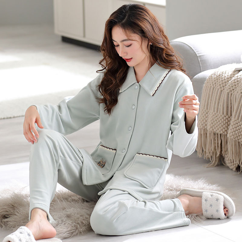 珊瑚绒睡衣女秋冬款薄款加绒保暖大码海岛绒家居服冬季法兰绒套装