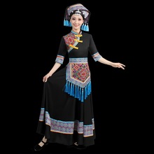 凉山七月火把节服饰少数民族彝族传统服装大摆裙表演服盛装女成人