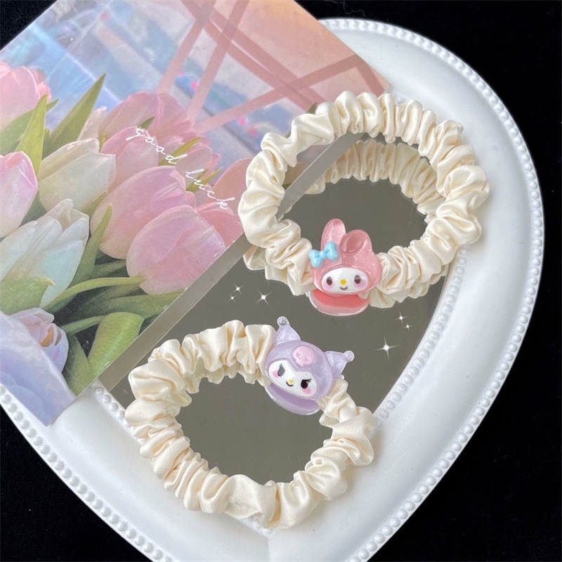 Jelly Transparent Sanrio Hair Band Cute Japanese and Korean Ins Student Clow M Sweet Hair Rope Large Intestine Hair Ring Headdress