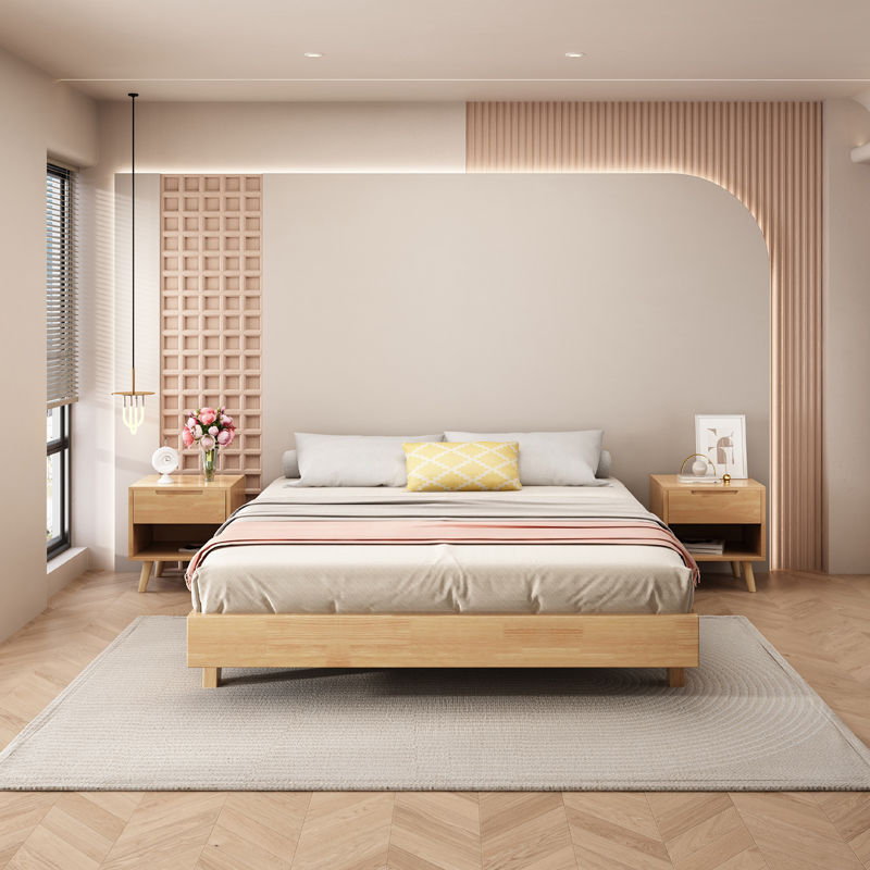 榻榻米床架北欧实木床简约床排骨床头无靠背日式矮床工厂直销