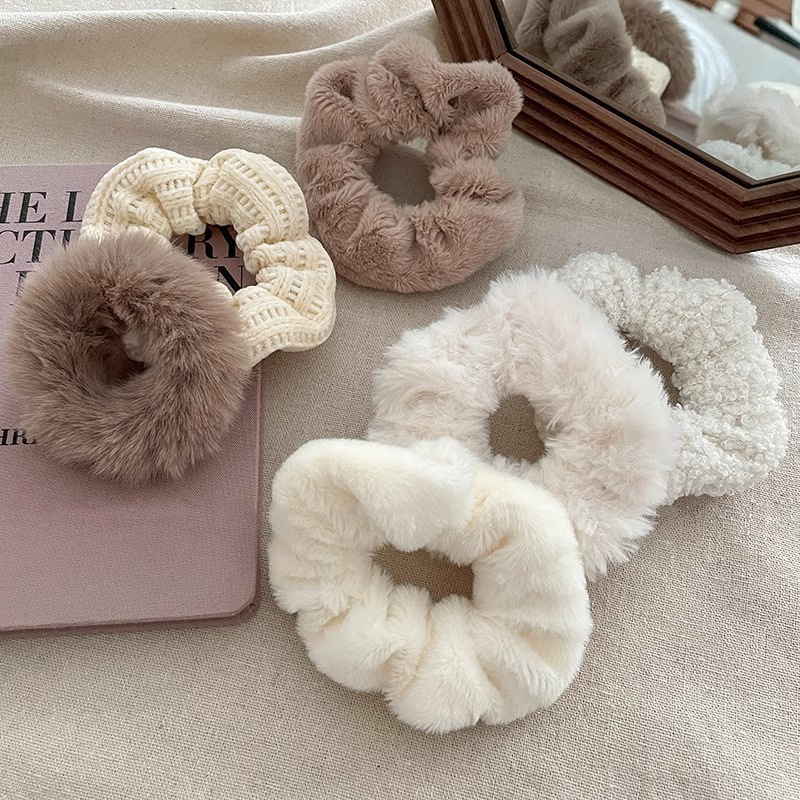 秋冬毛绒大肠发圈女橡皮筋扎头发绳头饰高马尾不伤发头绳皮套发饰