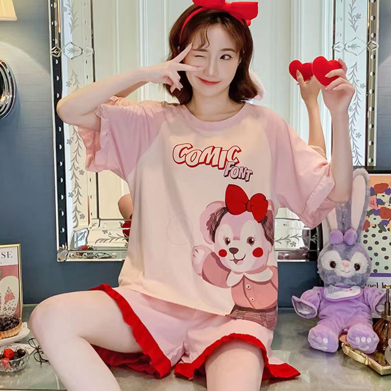 Factory Wholesale Pajamas Women's Summer Thin Short-Sleeved Cute Princess Style Extra Large Size Women's Summer Home Wear Suit