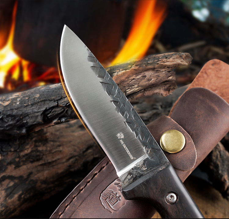 汉道锻打小猎刀碳钢户外刀野外求生军刃刀具防身直刀开刃求生存刀