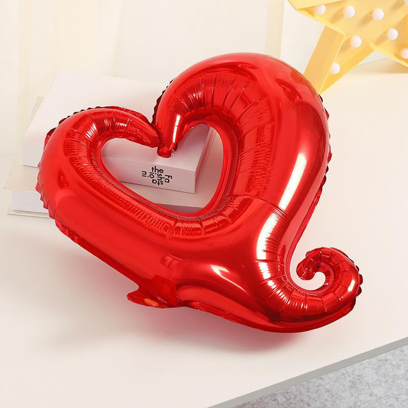 18-Inch Medium Hook Heart Aluminum Foil Balloon Valentine's Day Proposal Wedding Room Wedding Decoration Supplies Hook Heart Aluminum Film Balloon