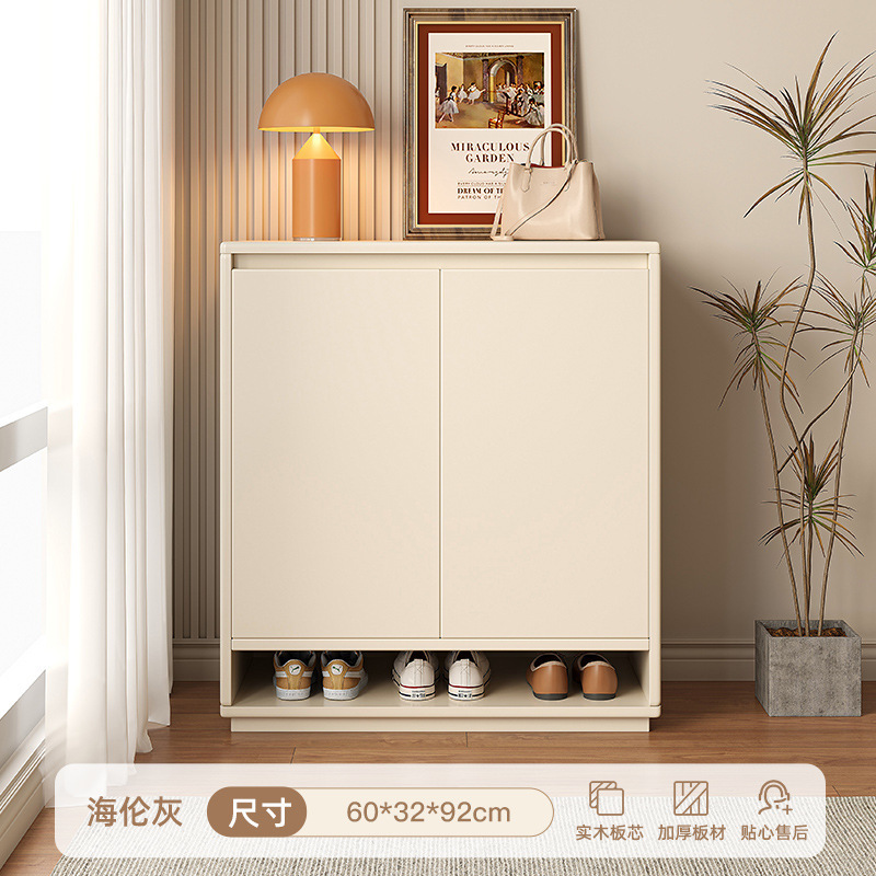 Cream Style Solid Wood Shoe Cabinet Home Doorway 2023 New Popular Home Entrance Cabinet Integrated Storage Locker