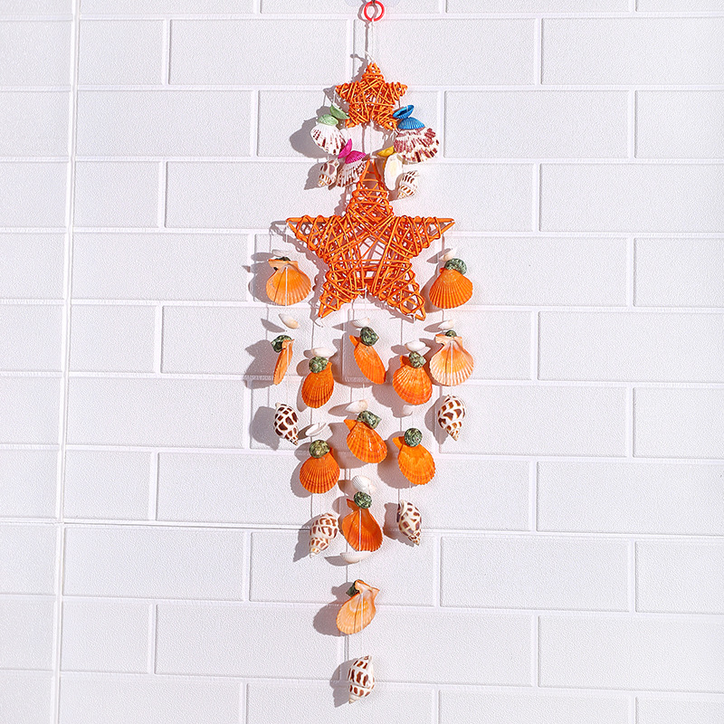 Factory Direct Sales Crafts Natural Marine Shell Starfish Wind Chimes Birthday Gift Balcony Room Hanging Door Decoration