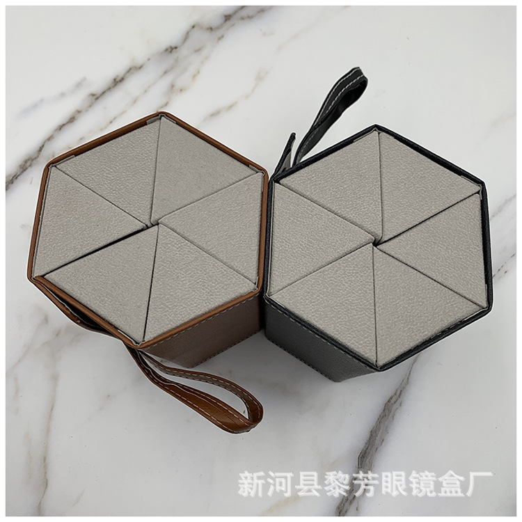 Wholesale Pu Sunglasses Case Sunglasses Case Handmade Triangle Folding Glasses Case in Stock Supply Can Print All Kinds of Logo
