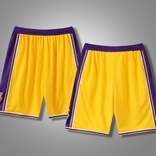 光板湖人篮球裤成人球队比赛训练短裤双侧袋M-5XL