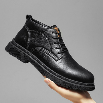 春季新款英伦风男士休闲皮鞋潮流外贸跨境大码工装鞋季高帮马丁靴