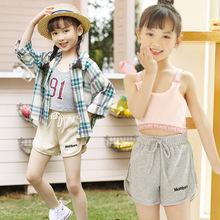 新款夏款儿童瑜伽裤洋气热裤纯棉中大童休闲运动短裤