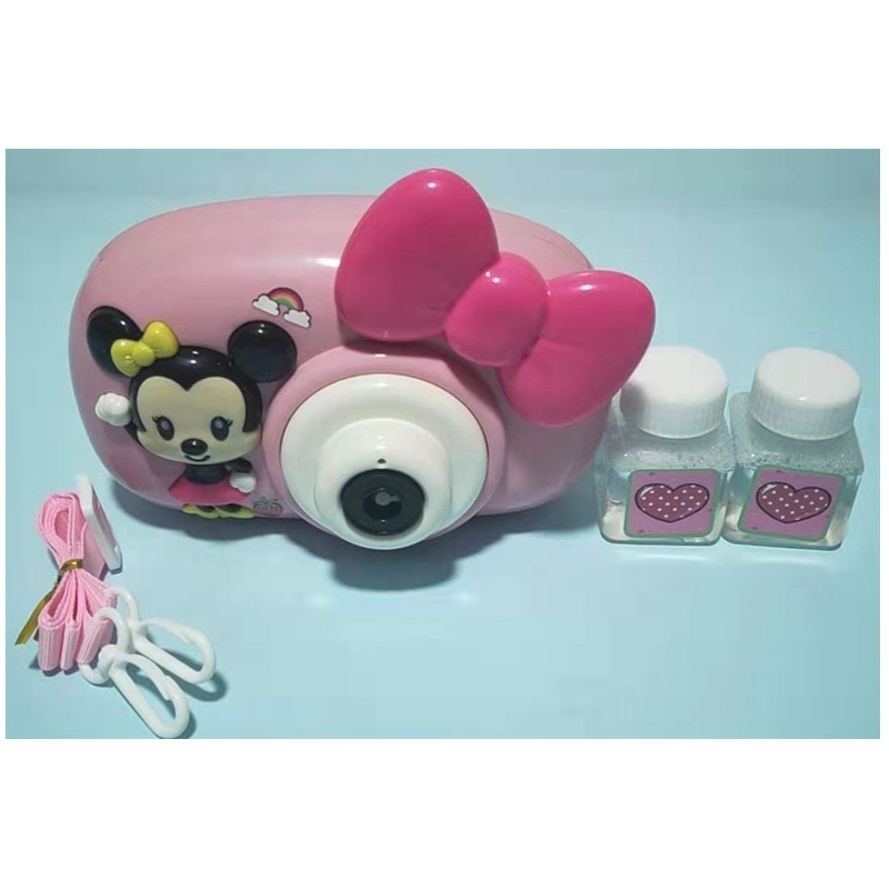 Disney Minnie Camera Bubble Machine Cartoon Sound and Light Electric Bubble Camera Children's Automatic Bubble Toy