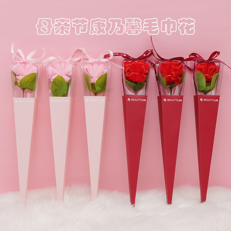 康乃馨毛巾花母亲节实用礼品礼盒装蛋糕毛巾送婆婆送妈妈源头工厂