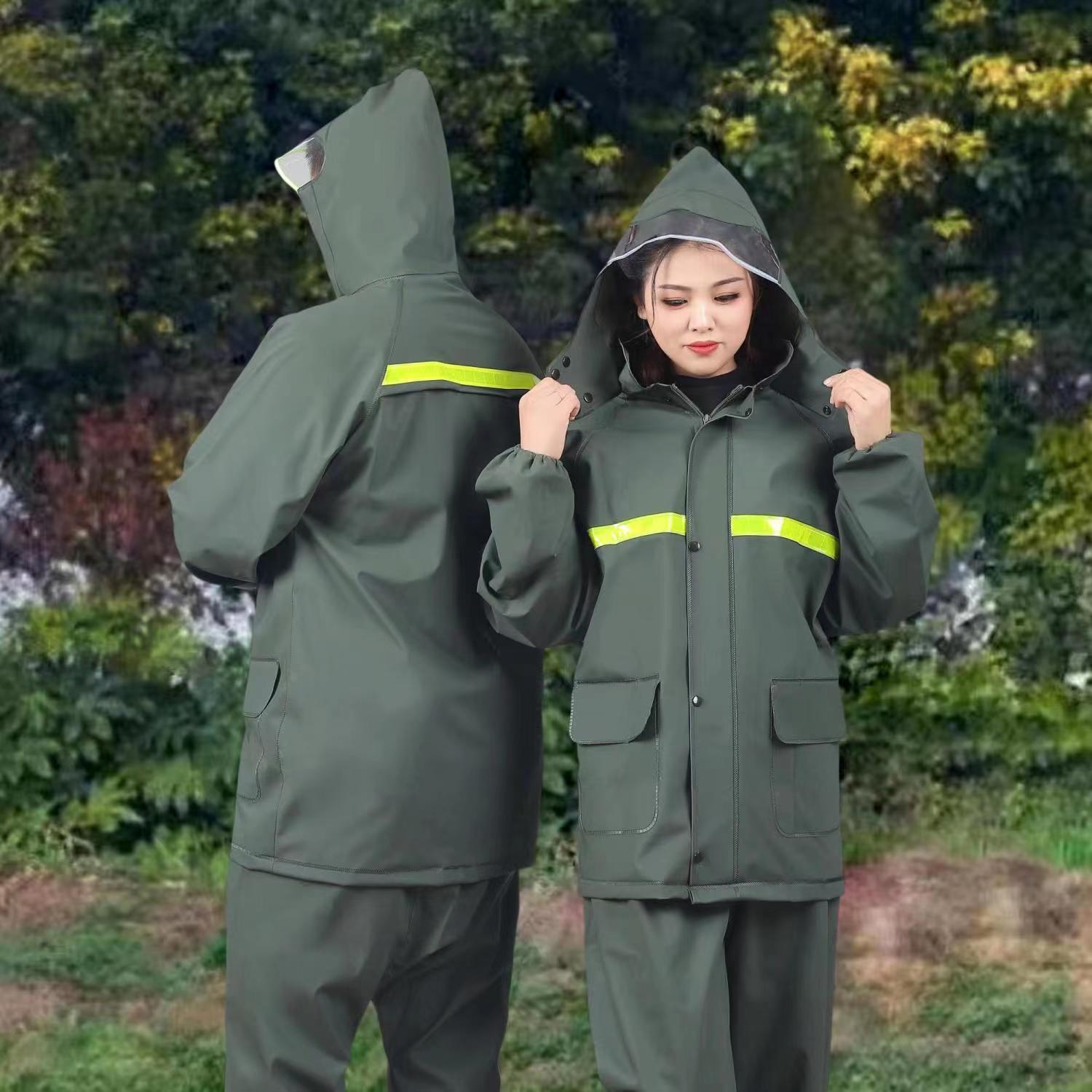 加厚针织布雨衣雨裤套装男电动摩托车外卖骑行全身防暴雨分体禄邦