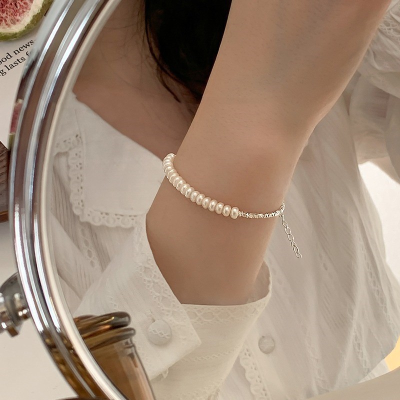 Women's Silver Baroque Pearl Bracelet Light Luxury Minority Exquisite High-Grade Internet Celebrity Bead Bracelets Bracelet