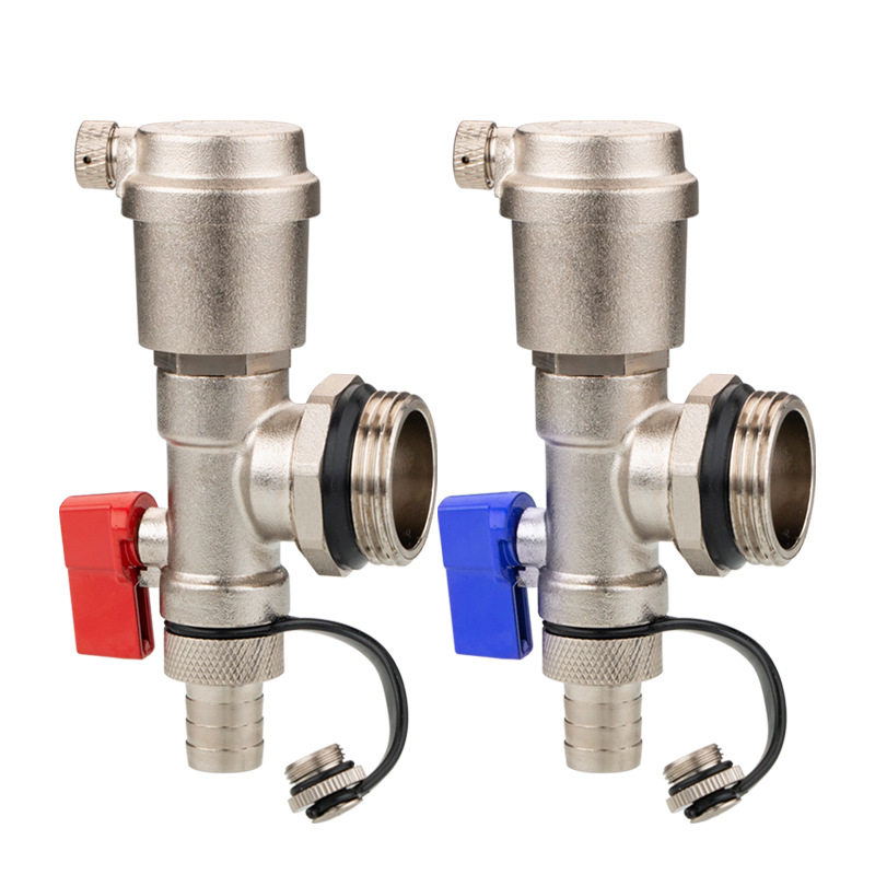 批发全铜地暖分水器自动放气排气阀地热排水阀暖气泄水放水阀1寸