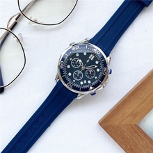 跨境外贸速卖通欧家男款三眼六针手表带日历胶带夜光玻璃石英腕表