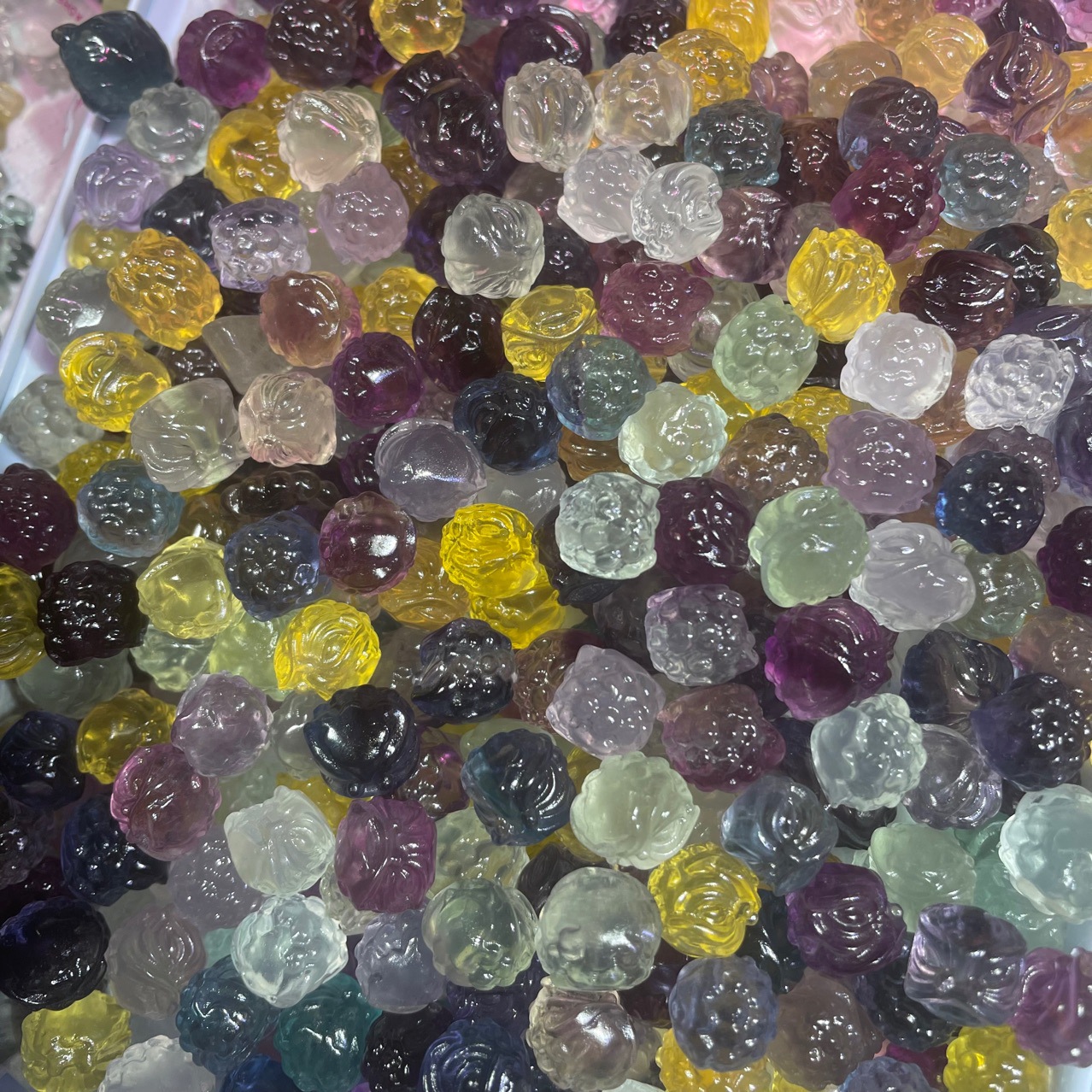 天然彩色萤石霸气舞狮吊坠男女款卡通狮头女生自主diy小滴溜项链