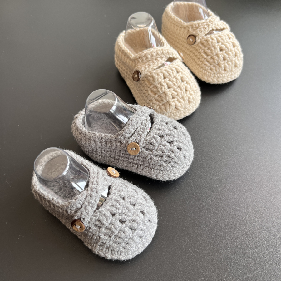 钩针宝宝鞋毛线钩织婴儿鞋镂空鞋材料包diy手工编织送新生儿礼物