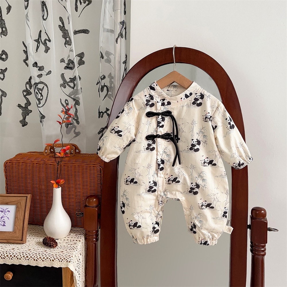 Baby Clothes Chinese Style Baby Jumpsuit New Chinese Style 100 Days Full Moon Romper Year Old Baby Clothes National Fashion