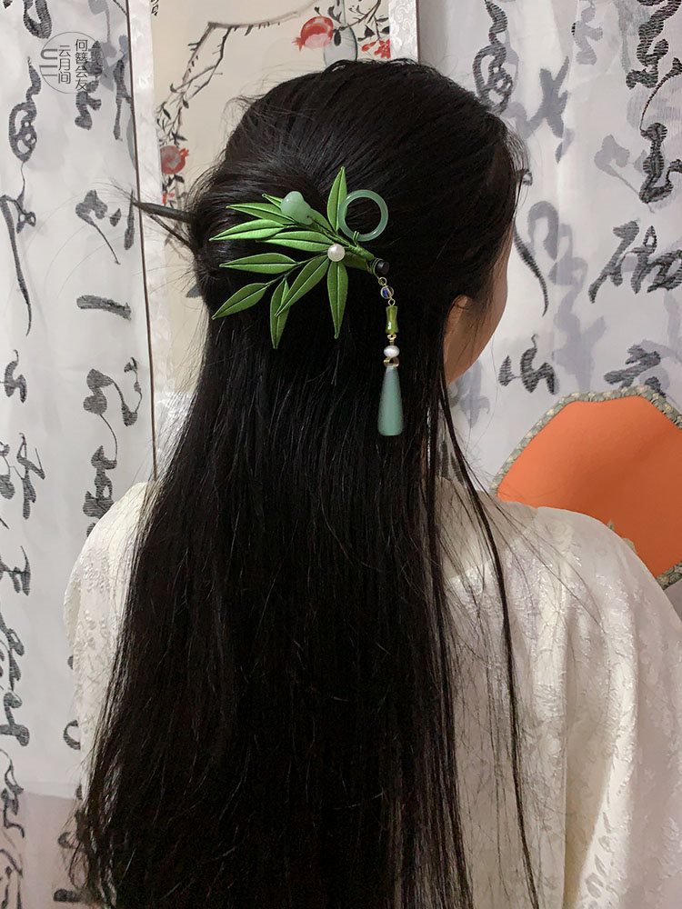 多宝竹叶缠花发簪材料包diy手工制作免剪纸膜有教程新中式簪发饰