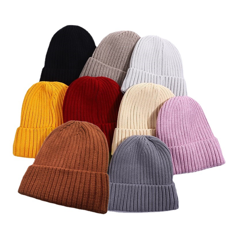 Autumn-Winter Warm and Thickening Woolen Cap Core-Spun Yarn Knitted Hat Double Layer Fleece-lined Men's Hat Factory in Stock Wholesale