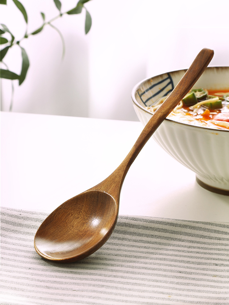 木质干饭勺家用长柄木勺吃播嗦粉勺日式拌饭勺拉面勺子吃饭木汤勺