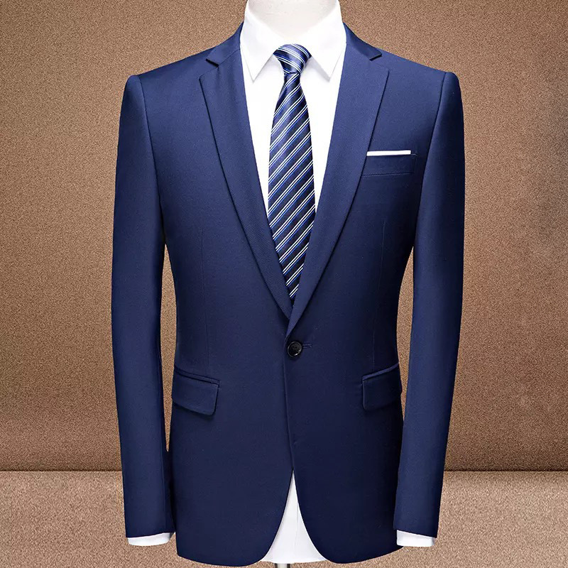 春秋商务绅士男装黑色男士西装套装修身单排一粒扣伴郎黑色单西服