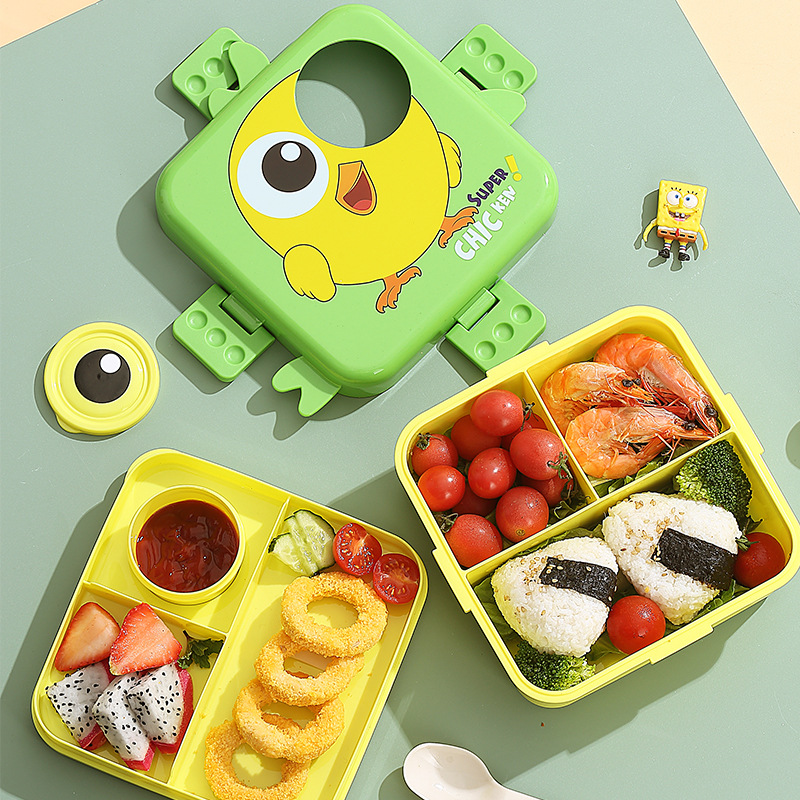 Cute Cartoon Chicken Lunch Box Good-looking Compartment Student Lunch Box Independent Sealing Rubber Ring Design Portable Lunch Box