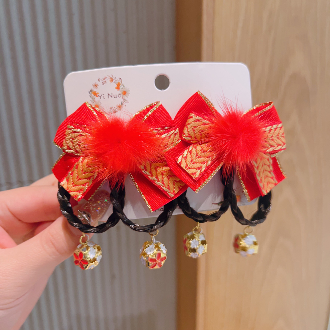 New Year Red Hairpin Girls' Chinese Style Tassel Hairpin Festive Red Bow Side Clip Super Fairy Ancient Style Hair Accessories