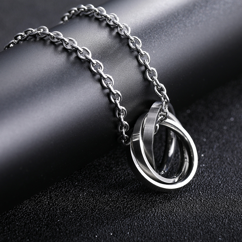 韩版同款 设计师潮牌 thincker steel ring三环戒指吊坠项链