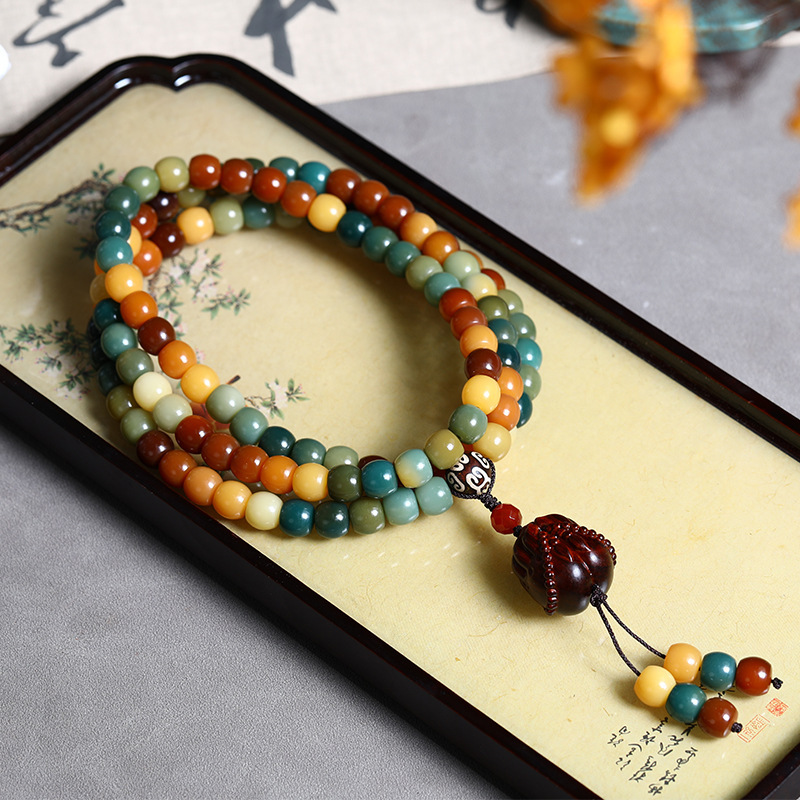 敦煌问天 原创多宝菩提紫檀手108颗手持珠祈福手链念珠毛衣链