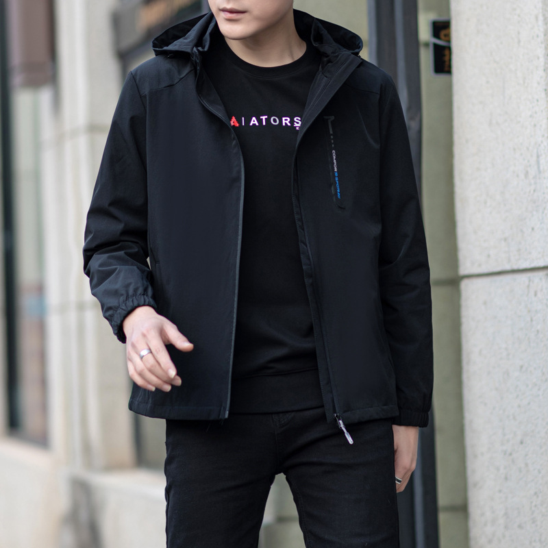 男士春秋休闲外套薄款风衣中年胖子夹克男加肥加大码春季男装上衣