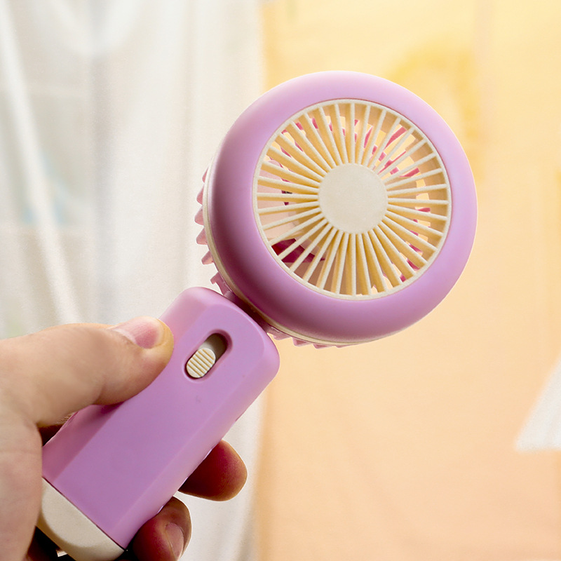 Cross-Border Simple Handheld LED Ambient Light Small Fan Summer Portable Second Speed Control Rechargeable Fan Gift