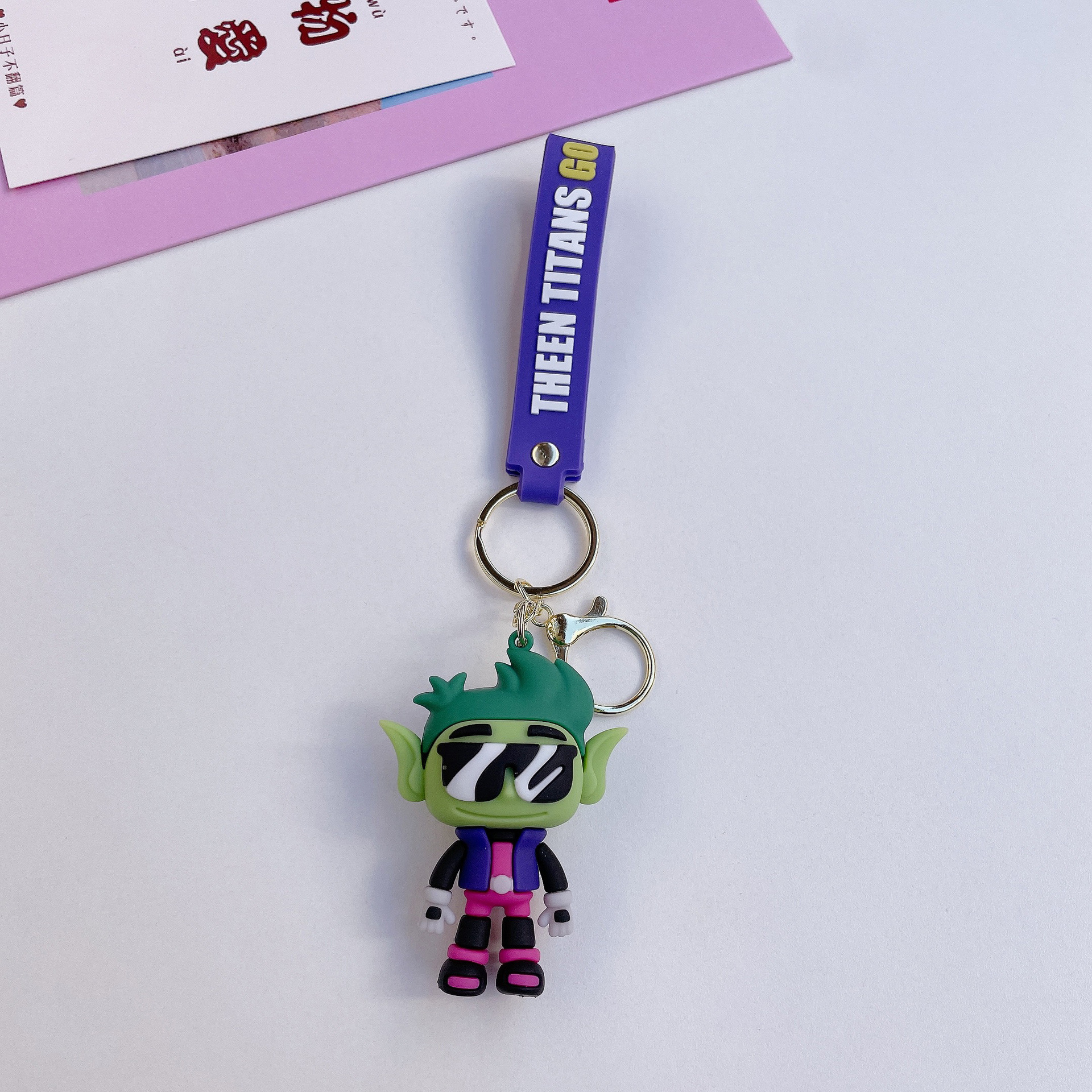 Cartoon Young Titan Attack Keychain Pendant Trendy Cool Beast Boy Robin Steel Rib Men and Women Ornaments Wholesale