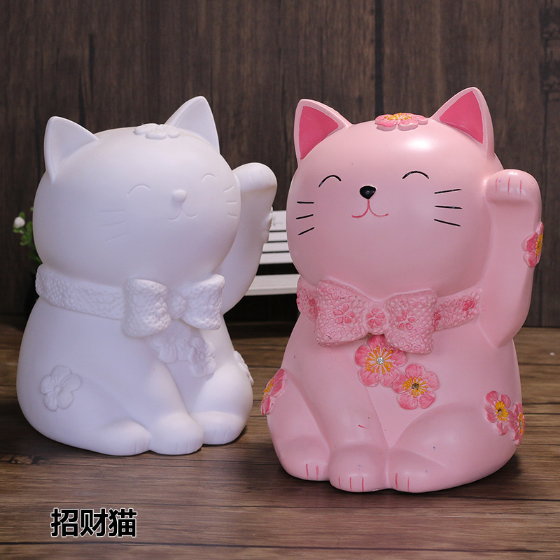 儿童涂色玩具摔不坏石膏娃娃招财猫搪胶存钱罐学生手工涂鸦礼品