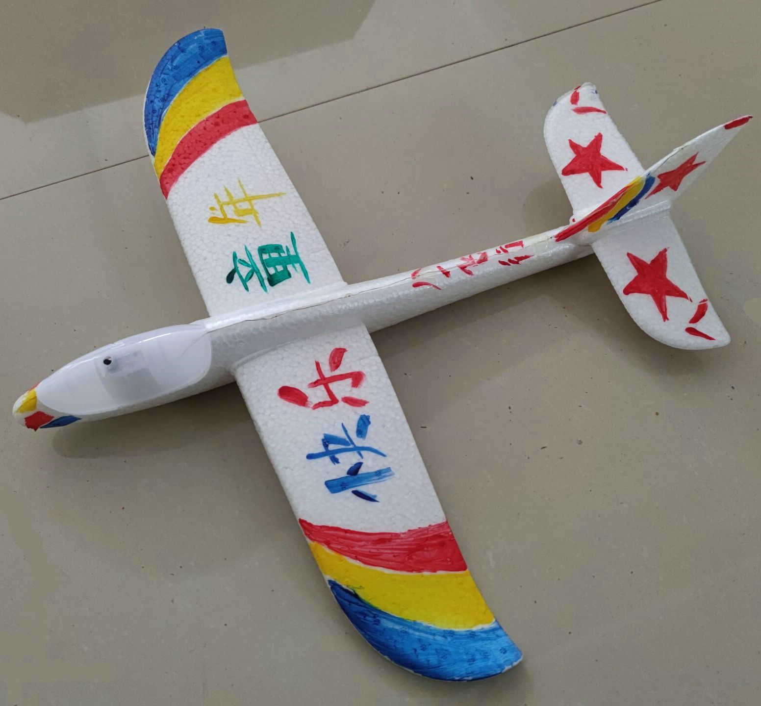 儿童手工diy纯空白发光泡沫手抛飞机彩绘涂鸦玩具航模滑翔机批发