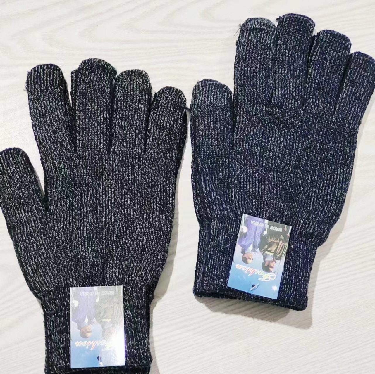 欧版男士羊毛加厚毛圈触屏手套秋冬季男士加大版保暖户外骑行手套