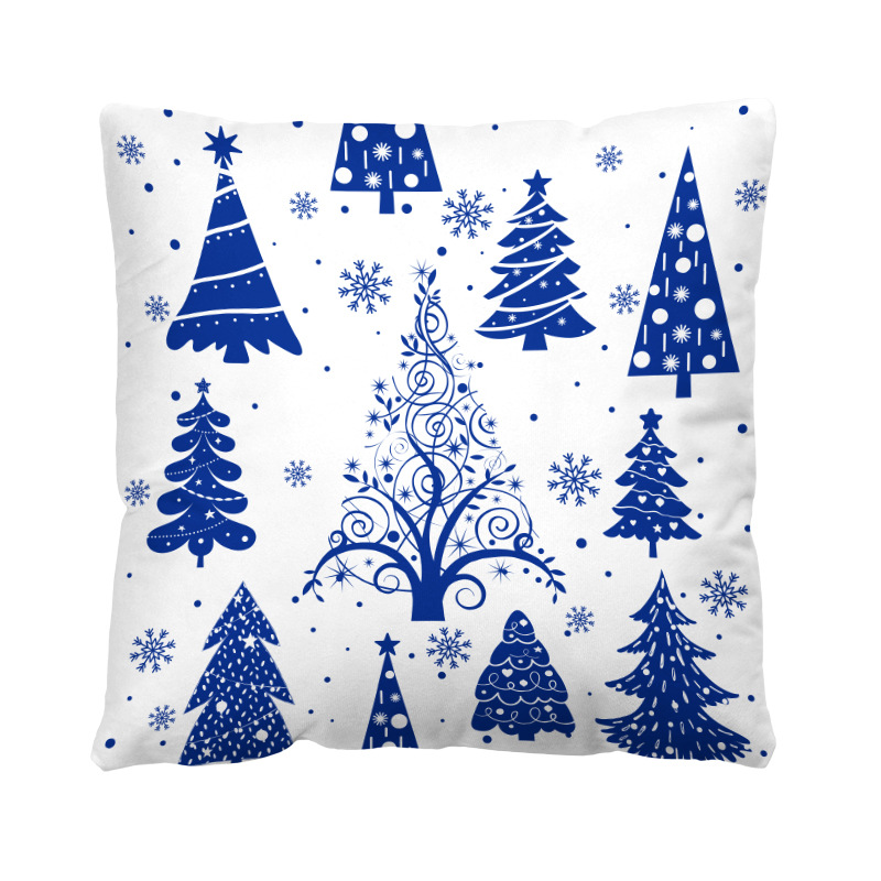 Cross-Border Christmas Pillow Cushion Cover Snowman Elk Santa Claus Sofa Single-Sided Pillow Cover Custom