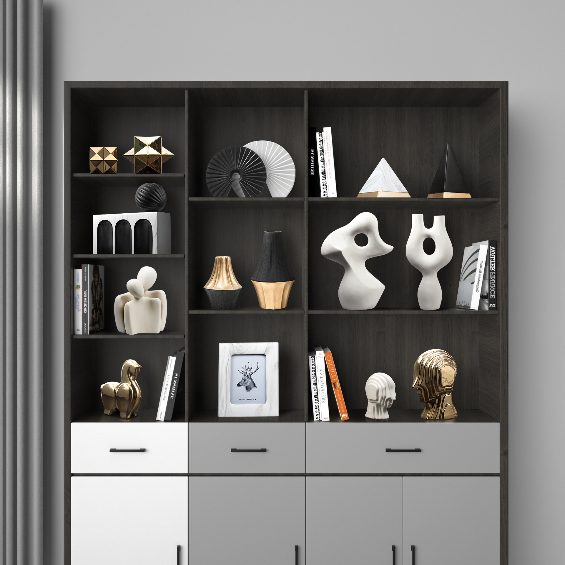 0成交41个现代简约金字塔摆件 客厅玄关电视柜摆设 样板间创意装饰品