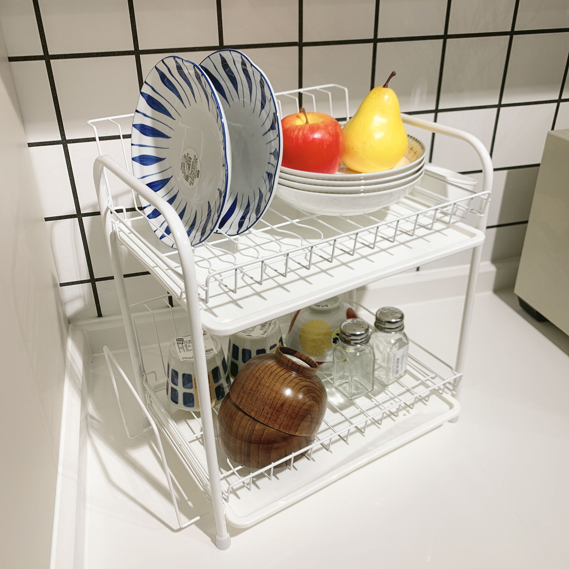 爱家居 简约双层碗架水槽沥水架洗碗池餐具置物架 厨房碗碟架