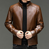 2022 Autumn and winter Stand collar Mid length version man leather jacket Single Plush goods in stock wholesale Autumn and winter men's wear leather clothing 2022 Autumn and winter Stand collar Mid length version man leather jacket Single Plush goods in stock wholesale Autumn and winter men's wear leather clothing