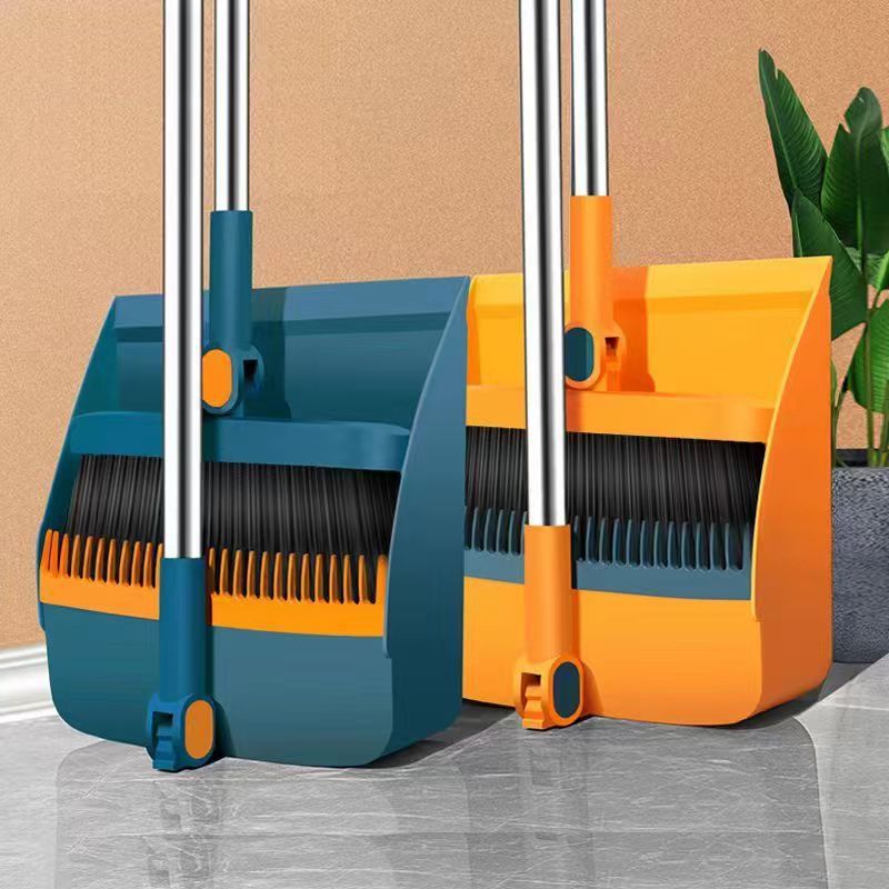 rotatable broom dustpan set household thickened soft wool folding sweeping broom plastic broom two-piece set