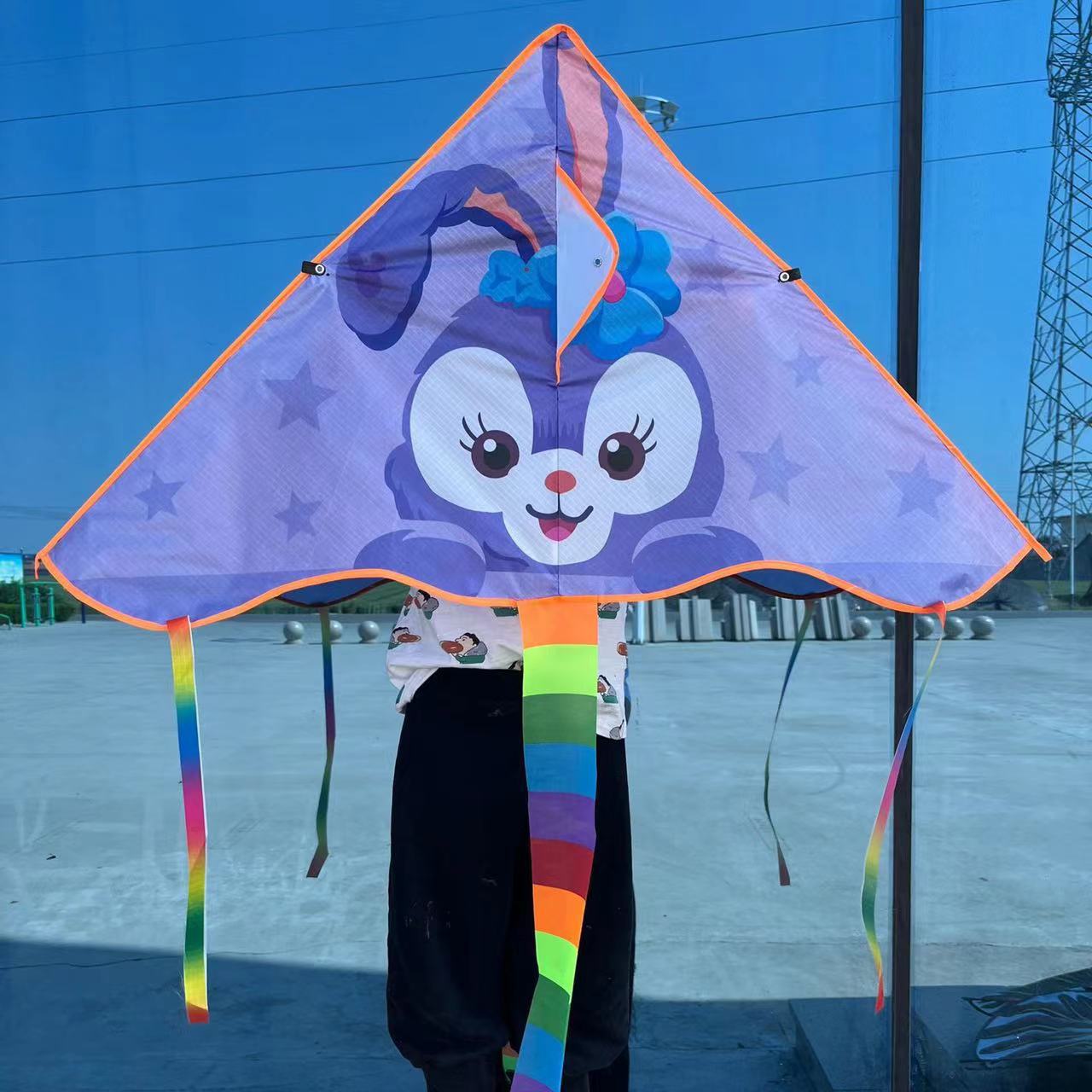 Weifang Cartoon Kite New Bright Cloth Hot Printed Checked Cloth Curved Triangle Kite Kite for Children Internet Celebrity Kite