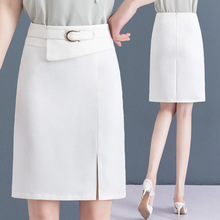2022夏季新款时尚包臀半身裙女韩版高腰气质前开叉一步裙职业中裙